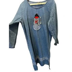 Bleo Bayoo Casual‎ Wear Women's Long Sleeve Crew Neck Snowman Dress Size L